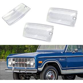 For 1969 1970 1971 1972 1973 1974 1975 1976 1977 Ford Bronco Truck Front Grill Parking Turn Signal Lights housings Clear Lens D1UZ-13208-A