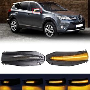 R&F Auto Smoked Lens Sequential LED Side Mirror Turn Signal Light Compatible with 4Runner 2014-2022, RAV4 2013-2018, Highlander 2014-2018 Towing Mirror LED Strip Turn Signal Indicator Lamp