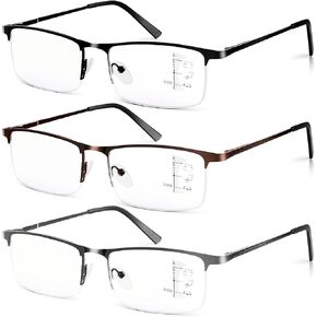 Men's Classic Reader,ultralight Half Frame Progressive Multifocus Reading Glasses 1.75