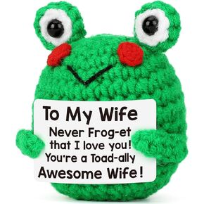LEJIAJINW Cute Emotional Valentines Day for Wife Gifts Romantic I Love You Gifts for Her, Wife, Girlfriend, Mom, Wifey, Sweet Heart, Wife Mother's Day, Birthday Ideas, Mini Handmade Crochet Frog