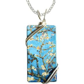 d'ears Van Gogh's Almond Blossoms Wired Necklace Stainless Steel 18" Chain