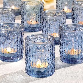 36pcs Blue Votive Candle Holders-Glass Candle Holder for Wedding Decor, Tea Light Candle Holders for Centerpiece Table Decorations, Home Decor and Party Decor