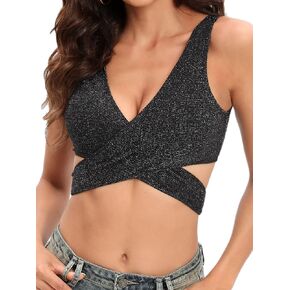 Women Sexy Going Out Shiny Crop Top Trendy Festivals Party Rave Halter