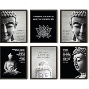 97 Decor Buddha Decor for Home - Buddha Wall Art Prints, Inspirational Buddhist Quotes Poster, Buddhism Art Pictures Zen Meditation Decor for Bedroom Office Yoga Room Decorations (8x10 Inch UNFRAMED)