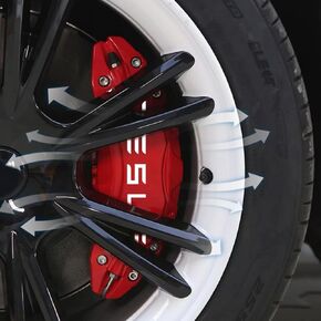 Caliper Covers Set of 4 Compatible with for 2024 Tesla Model 3 Highland 2024 18/19 inch Wheel Hub Front and Rear Brake Caliper Covers Caliper Black & White letter Logo included (Red)