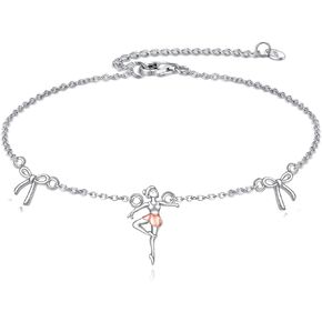 TIGER RIDER Ballerina Dancer 925 Sterling Silver Bracelet Cute bow Adjustable Chain for Women Birthday Christmas
