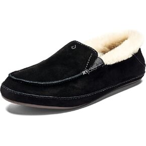 OLUKAI Ku'una Slipper, Women's Slip-On Shoes, Genuine Shearling & Premium Nubuck Leather, Drop-in Heel Design, Cozy & Ultra-Soft Comfort Fit