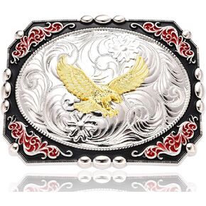Vintage Western Cross Belt Buckles for Men, Soaring Eagle Cowboy Buckle│Large Floral Texas Belt Buckle