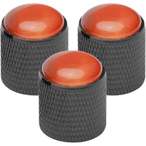 Black Guitar Control Knobs Volume Tone Control Knobs with Red Dome for 6mm Shaft Pots, 3PCS