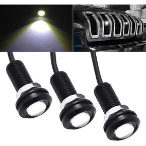 Pack-3 Car LED Eagle Eye Light، 0.7 بوصة غطاء مقاوم للماء عالي السطوع DRL، 12 فولت 6500 كيلو ضوء هيكل أمامي مع حزام توصيل، عالمي للسيارات والدراجات النارية (أسود) in Kuwait
