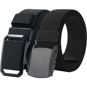 LionVII Men's Belts, Inelastic Ratchet Belt and Plastic Buckle Elastic Belt Bundle