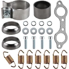 16pcs Exhaust Manifold Gasket Spring Seal Bolts Clamp Exhaust Muffler Gasket Rebuild Kit Compatible with Polaris Sportsman 600 700 800 MV7 Compatible with Ranger RZR 800 2008-2010 5811511