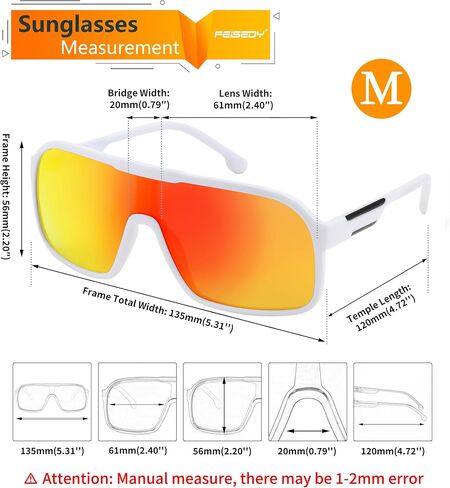 FEISEDY Fashion Polarized Sunglasses Oversized One Piece Reflective Lens Sports Sun Glasses B0122 in Saudi Arabia