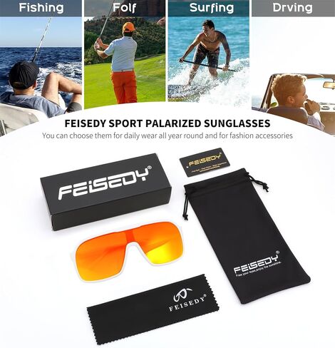 FEISEDY Fashion Polarized Sunglasses Oversized One Piece Reflective Lens Sports Sun Glasses B0122 in Saudi Arabia