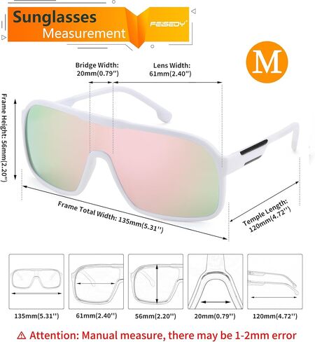 FEISEDY Fashion Polarized Sunglasses Oversized One Piece Reflective Lens Sports Sun Glasses B0122 in Saudi Arabia