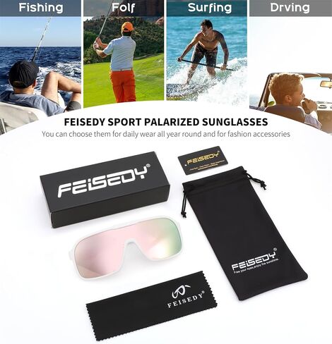 FEISEDY Fashion Polarized Sunglasses Oversized One Piece Reflective Lens Sports Sun Glasses B0122 in Saudi Arabia