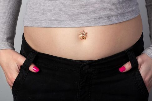 Pierced Owl 14GA 316L Stainless Steel CZ Crystal Star Reverse Belly Button Ring in Saudi Arabia