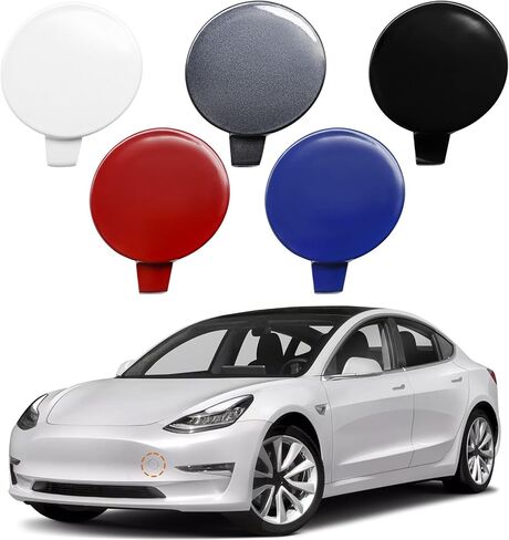 TOPUS Front Bumper Tow Hook Cover Towing Eye Cap Fit for Tesla Model 3 2017-2019 108417300E 1084173-00-E (Red, Left Driver Side) in Saudi Arabia