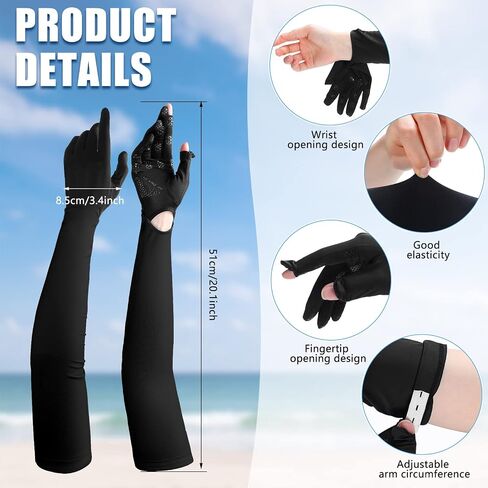 Yahenda 2 Pairs Women UV Long Sun Protection Gloves Touchscreen Arm Sun Driving Gloves UPF 50+ for Outdoor Sports Cycling in Kuwait