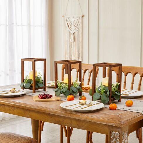 12 Set Wooden Wedding Lantern Centerpiece, Lantern Candle Holder for Farmhouse Candle Lantern for Table Fireplace, Perfect for Table Decoration & Country Barn Weddings(No Candles & Flowers) in Kuwait