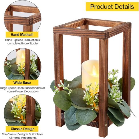 12 Set Wooden Wedding Lantern Centerpiece, Lantern Candle Holder for Farmhouse Candle Lantern for Table Fireplace, Perfect for Table Decoration & Country Barn Weddings(No Candles & Flowers) in Kuwait