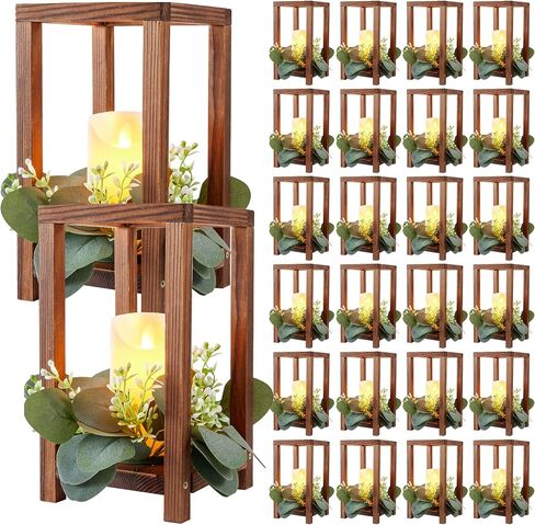 12 Set Wooden Wedding Lantern Centerpiece, Lantern Candle Holder for Farmhouse Candle Lantern for Table Fireplace, Perfect for Table Decoration & Country Barn Weddings(No Candles & Flowers) in Kuwait