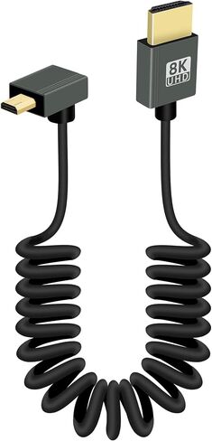 RIIEYOCA Short 8K Micro HDMI to HDMI Coiled Cable, 48Gbps High Speed Male to Male 8K Micro HDMI 2.1 Supports HDR, 8K@60Hz, 4K@120Hz, Compatible with Camera, Camcorder, PC, Monitor(3FT/0.9M) in Saudi Arabia
