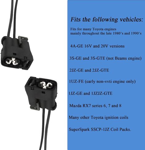 Ignition Coil Connector Pigtail Plug SSCP-1JZ 4A-GE 2JZ-GE Replacement for Toyota Supra Equivalent replacement Pigtail Harness PT2045 PT-2045 WPT-1094 / AU2Z-14S411-ADA (3 Pack) in Kuwait