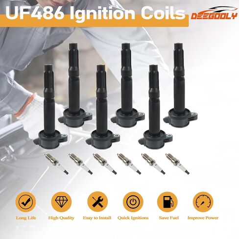 4 قطع من ملفات الإشعال UF350 وLFR5AGP شمعات إشعال إيريديوم متوافقة مع Nissan Altima Sentra 2002-2006، X-Trail 2005-2006 L4 2.5L استبدال #22448-8H315 22448-8H310 C1398 in Kuwait