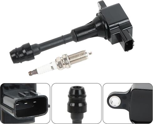 4 قطع من ملفات الإشعال UF350 وLFR5AGP شمعات إشعال إيريديوم متوافقة مع Nissan Altima Sentra 2002-2006، X-Trail 2005-2006 L4 2.5L استبدال #22448-8H315 22448-8H310 C1398 in Kuwait