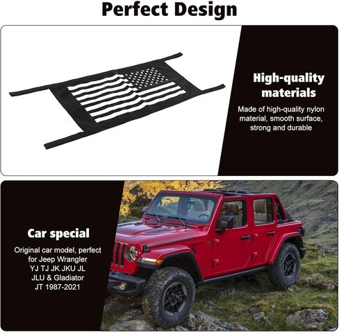 RT-TCZ Car Roof Cargo Net Hammock for Jeep Wrangler YJ TJ JK JKU JL JLU & Gladiator JT 1987-2023 (US Flag) in Saudi Arabia