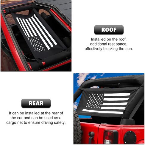 RT-TCZ Car Roof Cargo Net Hammock for Jeep Wrangler YJ TJ JK JKU JL JLU & Gladiator JT 1987-2023 (US Flag) in Saudi Arabia