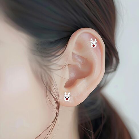 .925 Sterling Silver Christmas Stud Earrings (Hypoallergenic) in Saudi Arabia