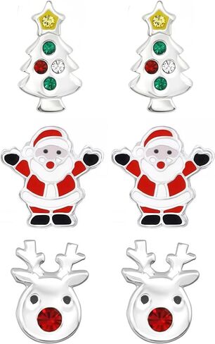.925 Sterling Silver Christmas Stud Earrings (Hypoallergenic) in Saudi Arabia