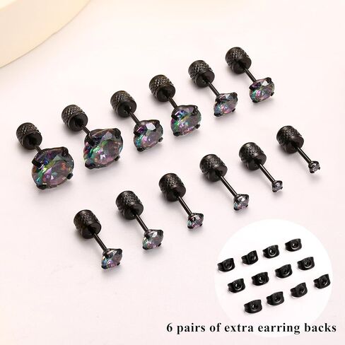 YADOCA 6 أزواج من الأقراط المسطحة بدون خيوط للرجال والنساء in Kuwait