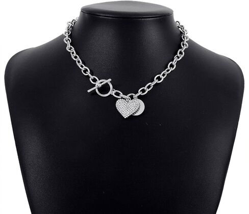 Gold Paperclip Necklace Heart Gold Chunky Necklace Gold Choker Necklaces OT Toggle Necklace for Women Girls in Kuwait