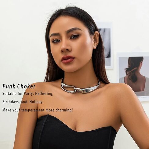 Gold Punk Choker necklace Geometry Collarbone Necklace 3D Lock Buckle Clavicle Necklace for Women Jewelry in Saudi Arabia