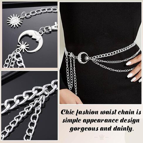 Bounzhi Body Chain Belt Boho Bikini Waist Chains Sexy Beach Body Chain Gothic Belly Chain for Women and Girls (D) in Saudi Arabia
