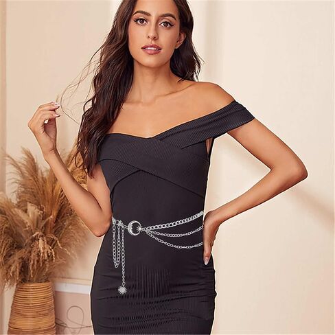 Bounzhi Body Chain Belt Boho Bikini Waist Chains Sexy Beach Body Chain Gothic Belly Chain for Women and Girls (D) in Saudi Arabia