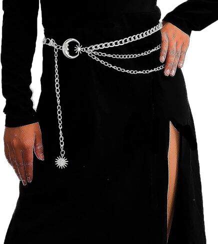 Bounzhi Body Chain Belt Boho Bikini Waist Chains Sexy Beach Body Chain Gothic Belly Chain for Women and Girls (D) in Saudi Arabia
