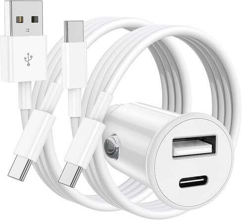 Car Charger for iPhone 15, 40W Dual USB C Car Charger Cigarette Lighter with 2 Pack 3FT USB C to USB C Cable Fast Charging Compatible for iPhone 15 Pro/15 Pro Max, iPad Pro/Air/Mini-White in Saudi Arabia
