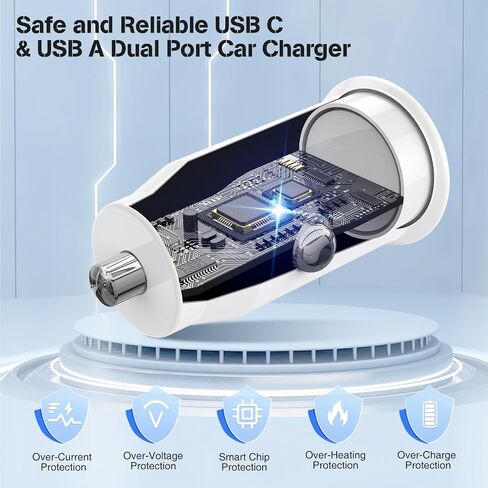 Car Charger for iPhone 15, 40W Dual USB C Car Charger Cigarette Lighter with 2 Pack 3FT USB C to USB C Cable Fast Charging Compatible for iPhone 15 Pro/15 Pro Max, iPad Pro/Air/Mini-White in Saudi Arabia