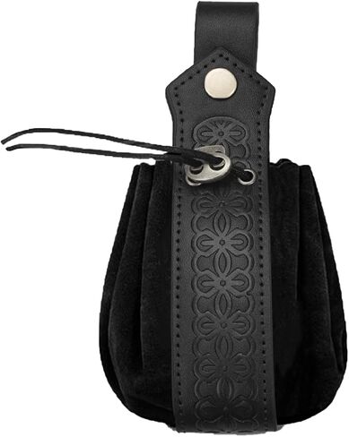 Medieval Faux Leather Pouch, Vintage Portable Drawstring Purse, Renaissance Pouch Bag for Men Women Costume Accessories in Saudi Arabia