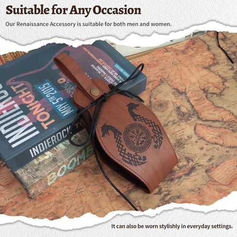 Medieval Faux Leather Pouch, Vintage Portable Drawstring Purse, Renaissance Pouch Bag for Men Women Costume Accessories in Saudi Arabia