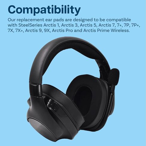 Ear Pads Replacement for SteelSeries Arctis 1 / Arctis 3 / Arctis 5 / Arctis 7 Arctis 9 / Arctis Pro & Prime Wireless Gaming Headset by MMOBIEL - Mesh Fabric Ear Pad Cushions Replacement – Black in Saudi Arabia