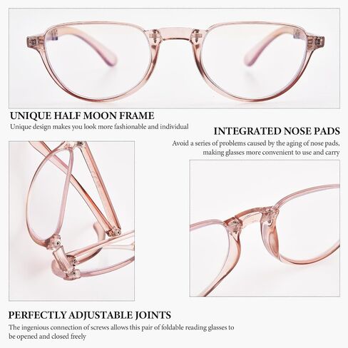 Folding Reading Glasses for Women Men, Portable Blue Light Blocking Readers Compact Reading Eyeglasses with Case in Saudi Arabia