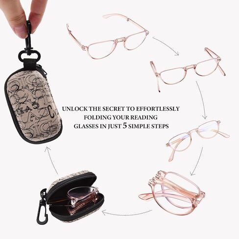 Folding Reading Glasses for Women Men, Portable Blue Light Blocking Readers Compact Reading Eyeglasses with Case in Saudi Arabia