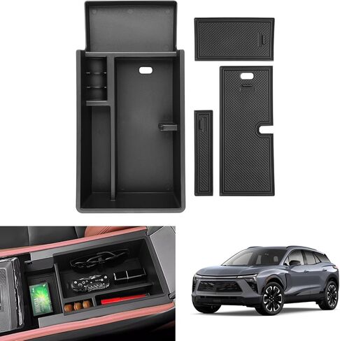 Autorder Center Console Organizer for 2024 2025 Chevrolet Blazer EV Accessories Armrest Storage Box Secondary Insert Tray with Anti-Slip Mat in Saudi Arabia