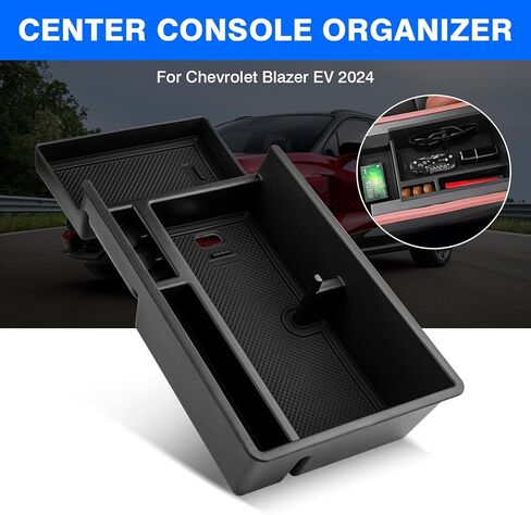 Autorder Center Console Organizer for 2024 2025 Chevrolet Blazer EV Accessories Armrest Storage Box Secondary Insert Tray with Anti-Slip Mat in Saudi Arabia