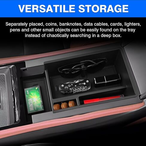 Autorder Center Console Organizer for 2024 2025 Chevrolet Blazer EV Accessories Armrest Storage Box Secondary Insert Tray with Anti-Slip Mat in Saudi Arabia